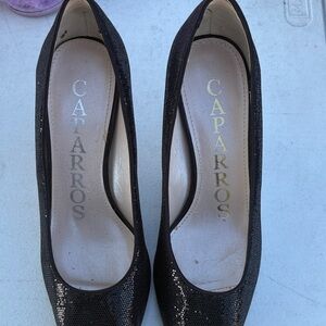 Caparros Elegant Black Sequin Heels